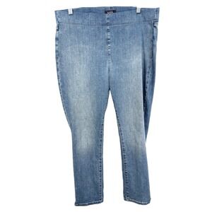 NYDJ Size 12 Jeans Alina Pull On Ankle Denim Blue Straight Leg High Rise 1362